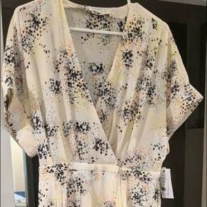 NWT Equipment Tavine wrap silk Midi dress summer print yellow cream pink